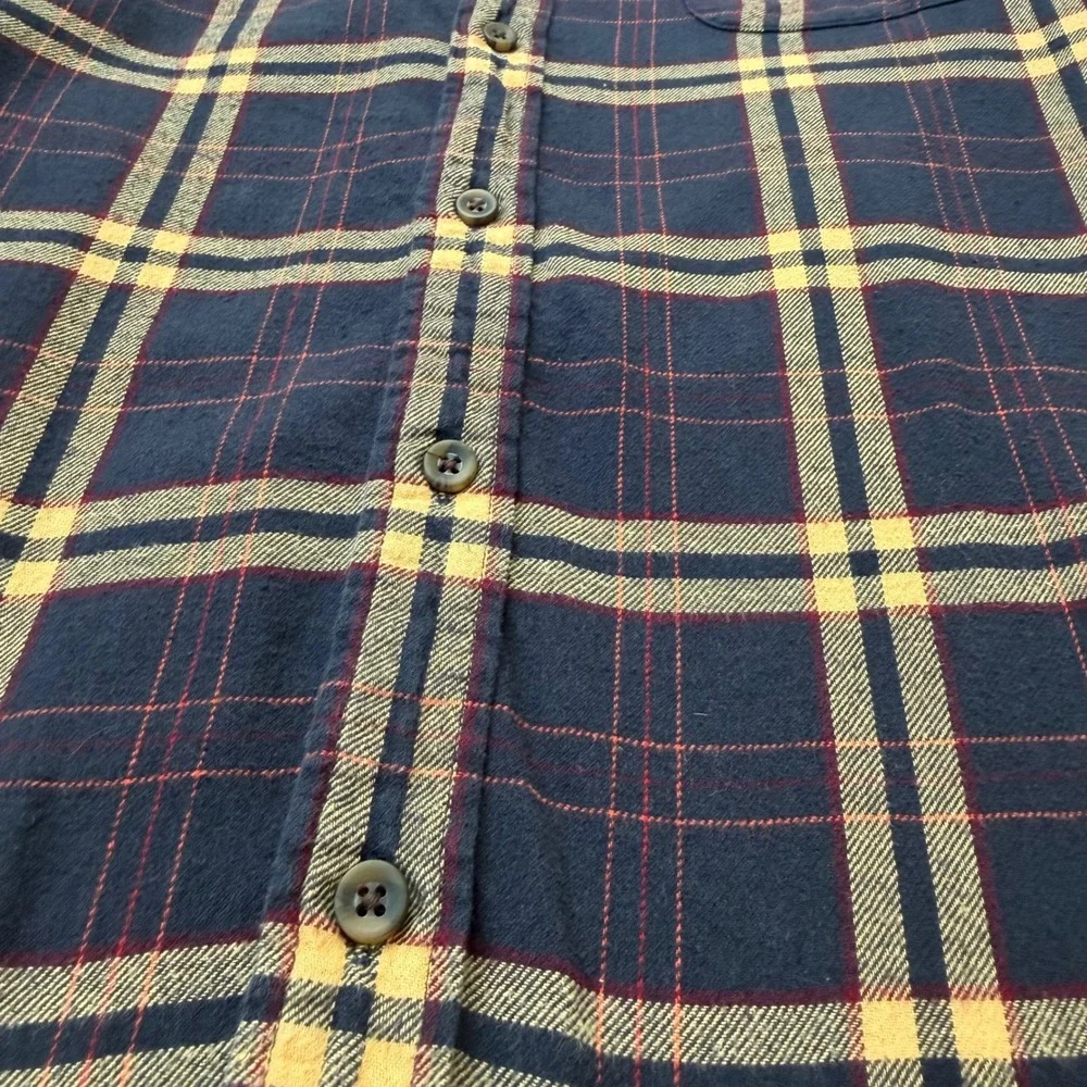 J.‎ Crew Re-Imagined Flannel Shirt Mens Large Navy Plaid Cotton Button Down
